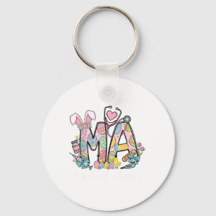 Stethoscope bunny ears ma medical assistant easter key ring