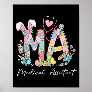 Stethoscope bunny ears ma medical assistant easter poster