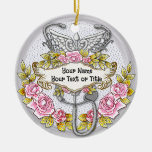 Stethoscope caduceus nurse  ceramic ornament