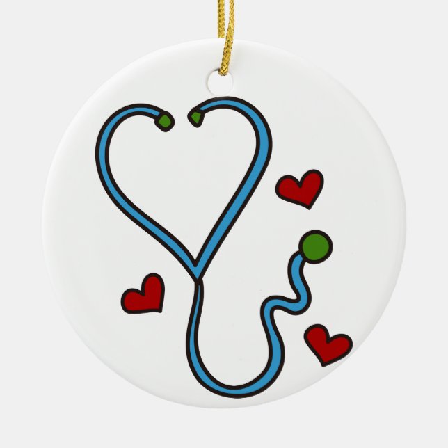 Stethoscope Ceramic Ornament (Front)