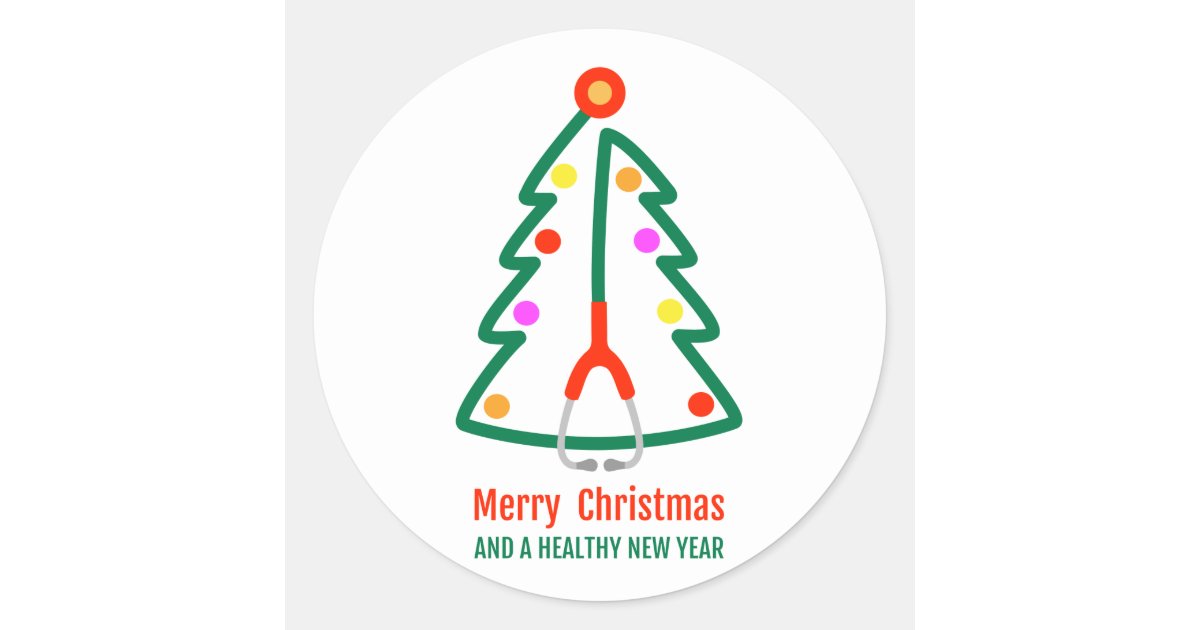 Stethoscope Christmas Tree Classic Round Sticker Zazzle