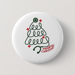 Stethoscope Christmas Tree Lights Nursing Scrubs 6 Cm Round Badge