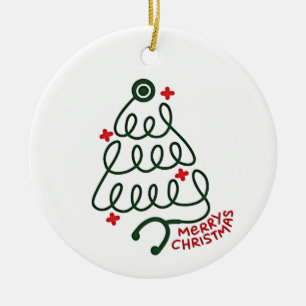 Stethoscope Christmas Tree Lights Nursing Scrubs  Ceramic Ornament