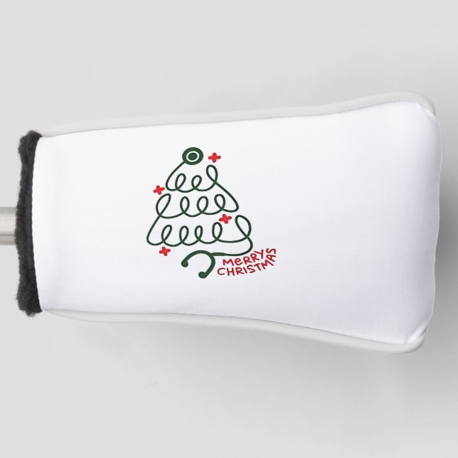 Stethoscope Christmas Tree Lights Nursing Scrubs  Golf Head Cover (Front)