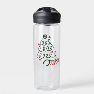 Stethoscope Christmas Tree Lights Nursing Scrubs  Water Bottle