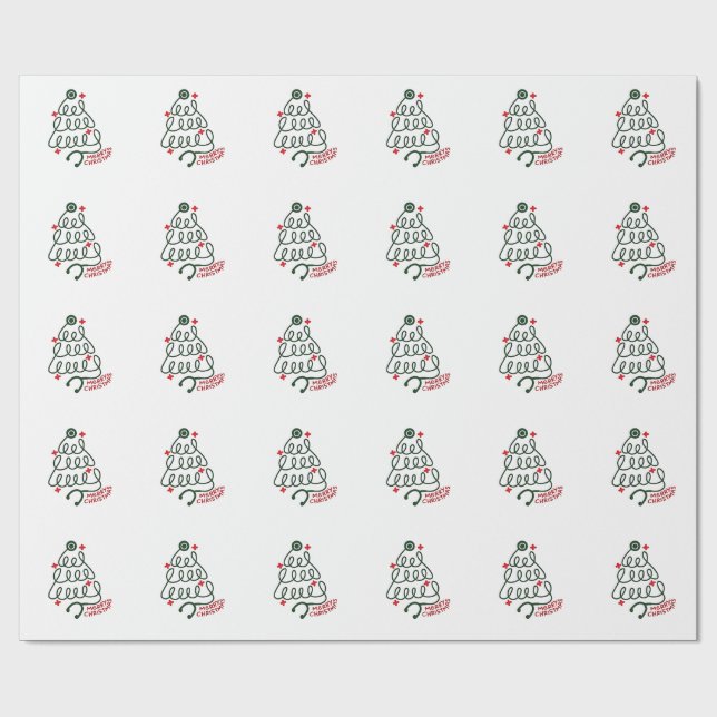 Stethoscope Christmas Tree Lights Nursing Scrubs  Wrapping Paper (Flat)