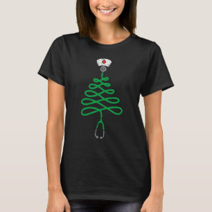 Stethoscope Christmas Tree Nurse Christmas Pajamas T-Shirt