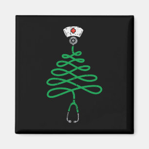 Stethoscope Christmas Tree Nurse Christmas Scrub T Magnet