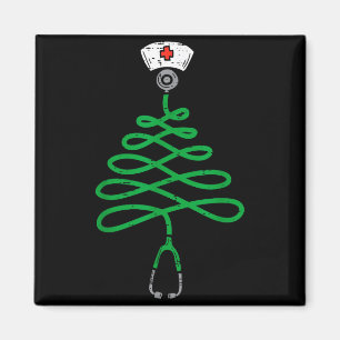Stethoscope Christmas Tree Nurse Christmas Scrub T Magnet