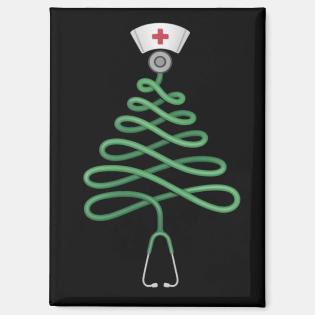 Stethoscope Christmas Tree Nurse Scrub Xmas  Magnet (Front)