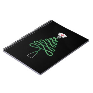Stethoscope Christmas Tree Nurse Scrub Xmas Notebook