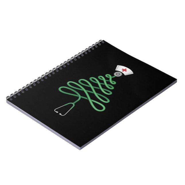 Stethoscope Christmas Tree Nurse Scrub Xmas  Notebook (Left Side)