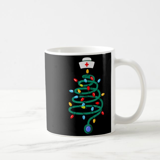 Stethoscope Christmas Tree Registered Doctor Nurse Coffee Mug (Right)