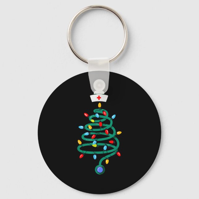 Stethoscope Christmas Tree Registered Doctor Nurse Key Ring (Front)
