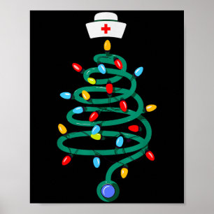 Stethoscope Christmas Tree Registered Doctor Nurse Poster