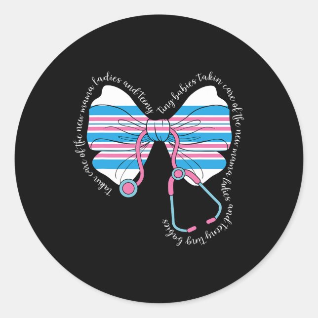 Stethoscope Coquette Bow Ba2  Classic Round Sticker (Front)