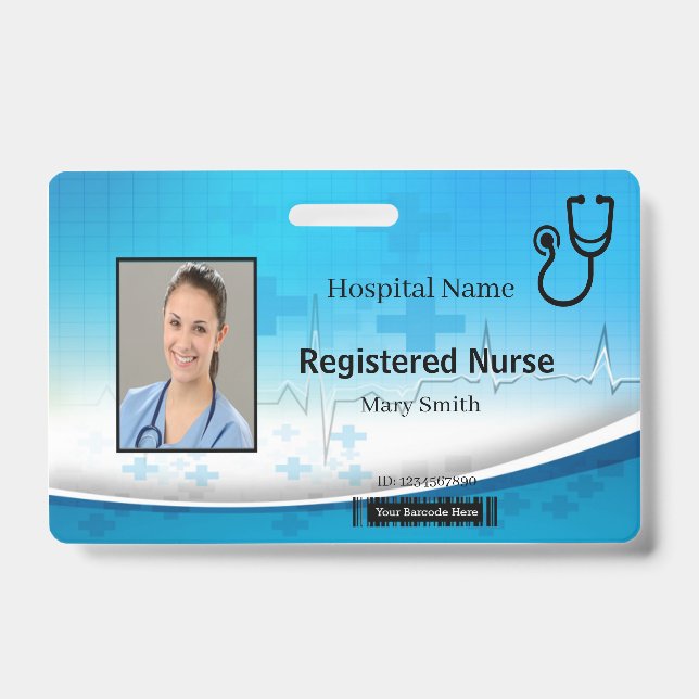 Stethoscope Cross Medical Photo ID Badge (Front)