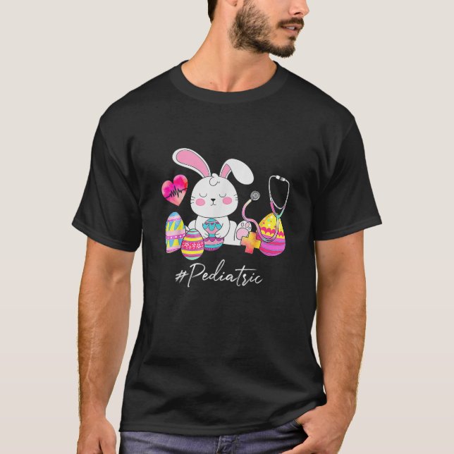 Stethoscope Cute Bunny Paediatrics Nurse Easter Da T-Shirt (Front)