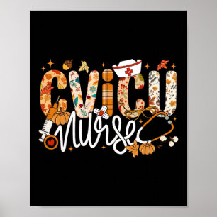 Stethoscope Cvicu Nurse Fall Yall Autumn Leaves Th Poster