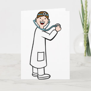 Stethoscope Doctor Cartoon Character Card