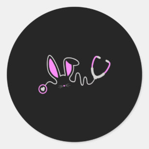 Stethoscope Easter Bunny Nurse Doctor Egg Ears Classic Round Sticker