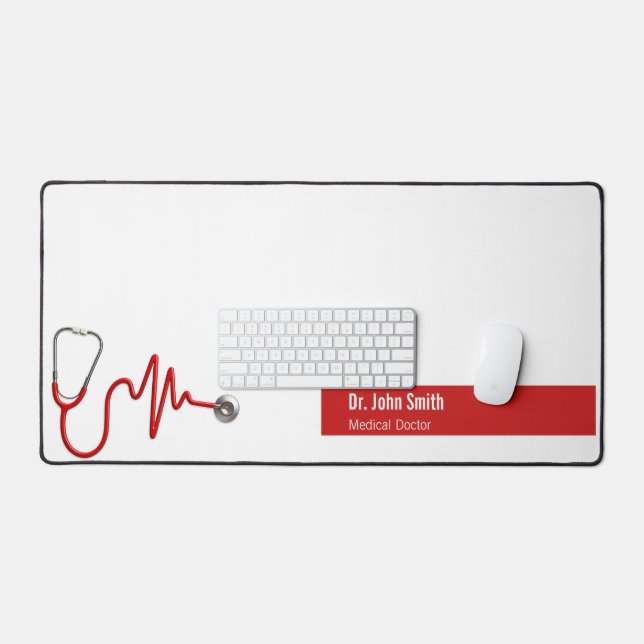 Stethoscope ECG Wave EKG Heartbeat Line Medical Desk Mat (Keyboard & Mouse)
