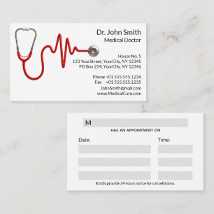 Stethoscope EKG Heartbeat Line ECG Wave Medical Appointment Card