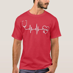 Stethoscope EKG Heartbeat Nurse Life  T-Shirt