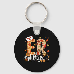 Stethoscope Er Nurse Fall Yall Autumn Leaves Thank Key Ring
