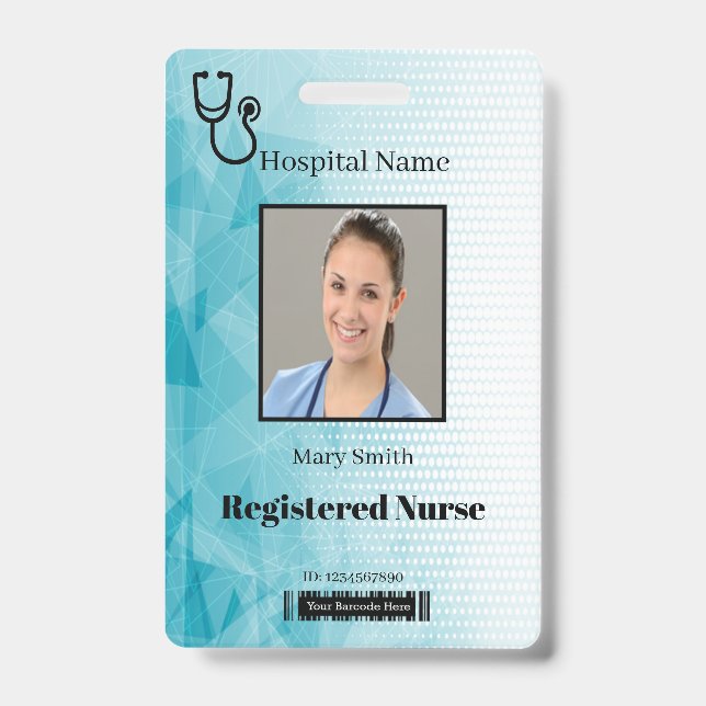 Stethoscope Geometric Vertical Photo ID Badge (Front)