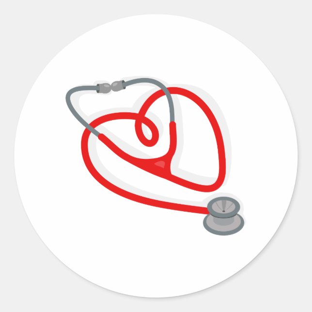 Stethoscope Heart Classic Round Sticker (Front)