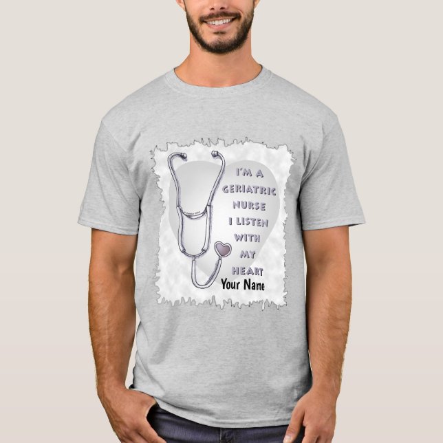 Stethoscope Heart Geriatric Nurse  T-Shirt (Front)