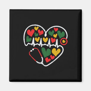 Stethoscope Heart Juneteenth Melanin Nurse African Magnet