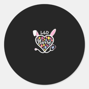 Stethoscope Heart Landd Nurse Easter Bunny Labour Classic Round Sticker