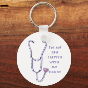Stethoscope heart LPN Nurse Key Ring