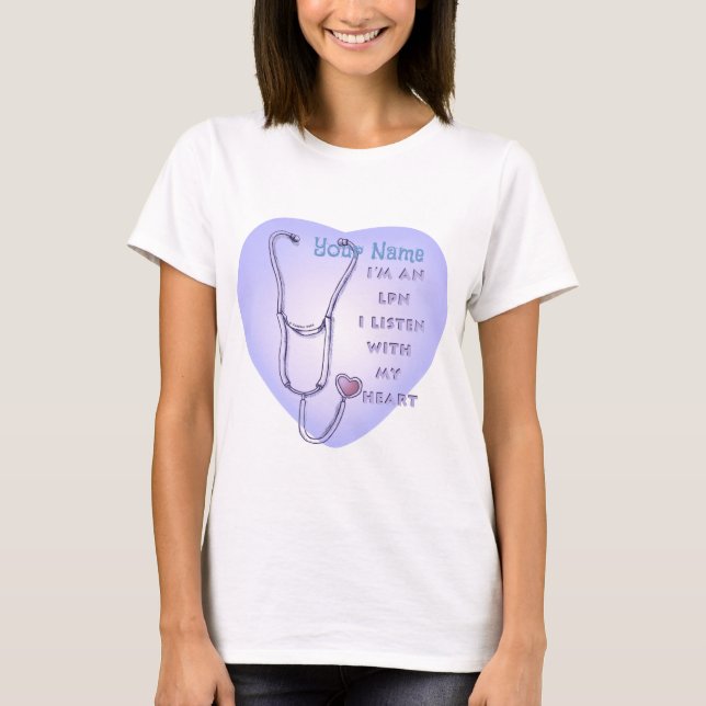 Stethoscope heart LPN Nurse T-Shirt (Front)