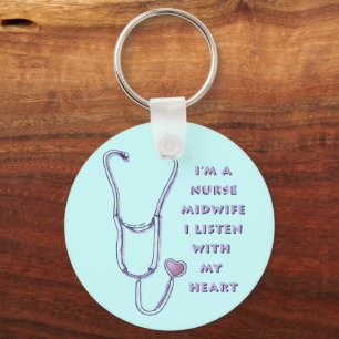 Stethoscope Heart Midwife Nurse Key Ring