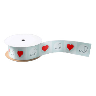Stethoscope & Heart Nurse or Medical Practitioner Satin Ribbon