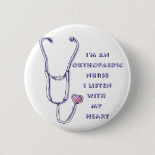 Stethoscope heart Orthopaedic Nurse 6 Cm Round Badge