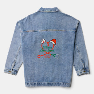 Stethoscope heart with Santa hat Denim Jacket