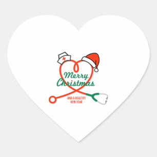 Stethoscope heart with Santa hat Sticker