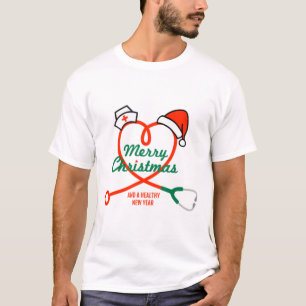 Stethoscope heart with Santa hat T-Shirt