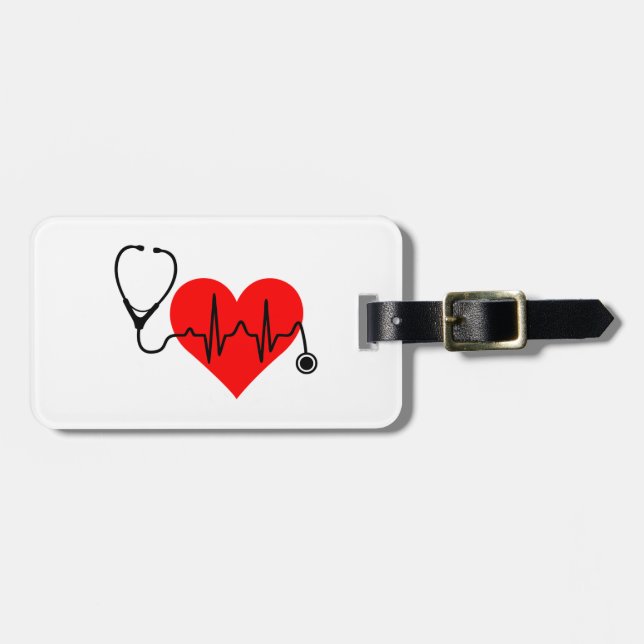 Stethoscope Heartbeat Heart Luggage Tag (Front Horizontal)