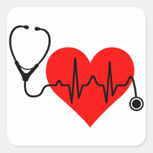 Stethoscope Heartbeat Heart Square Sticker