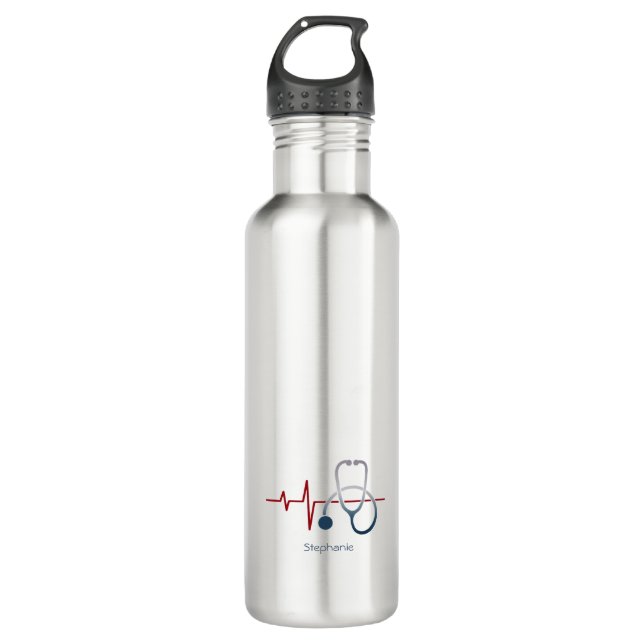 Stethoscope Heartbeat Medical 710 Ml Water Bottle (Front)