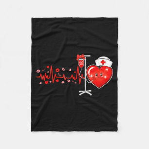 Stethoscope Heartbeat Nurse Valentines Day Rn Er N Fleece Blanket