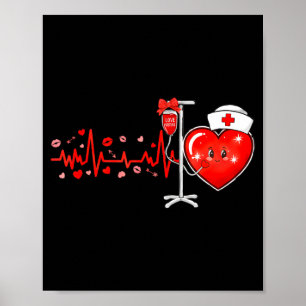 Stethoscope Heartbeat Nurse Valentines Day Rn Er N Poster