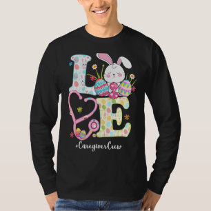 Stethoscope Love Caregiver Crew Bunny Rabbit Easte T-Shirt