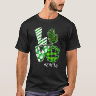 Stethoscope Love Emt Life Nurse Plaid St Patricks T-Shirt