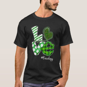 Stethoscope Love Oncology Nurse Plaid St Patricks T-Shirt